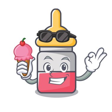 Dondurma nassal ile karakter karikatür vektör çizim bırak