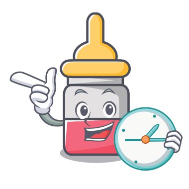 Saat nassal ile karakter karikatür vektör çizim bırak