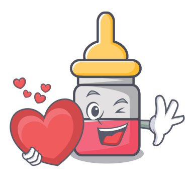 Maskot karikatür vektör çizim ile kalp nassal bırak