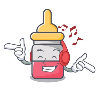 Dinleme müzik nassal damla maskot karikatür vektör çizim
