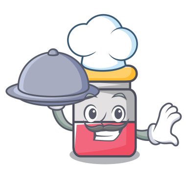 Şef gıda nassal ile damla maskot karikatür vektör çizim