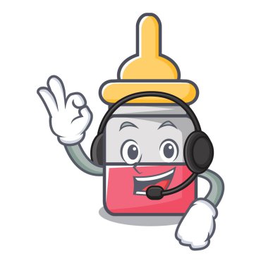 Maskot karikatür vektör çizim ile kulaklık nassal bırak