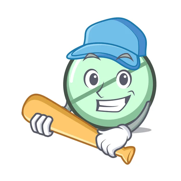 Jouer Baseball Drogue Comprimé Personnage Dessin Animé Vecteur Illustration — Image vectorielle