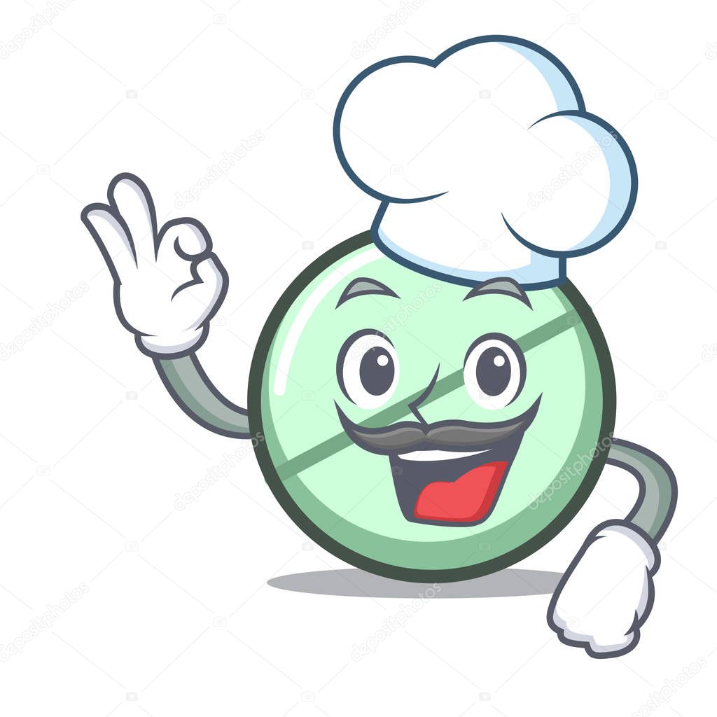 Chef drug tablet character cartoon vector illustration