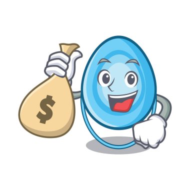 Para çanta oksijen maskesi karakter karikatür vektör çizim ile