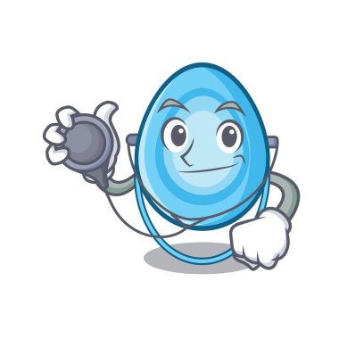 Doktor oksijen maskesi karakter karikatür vektör çizim