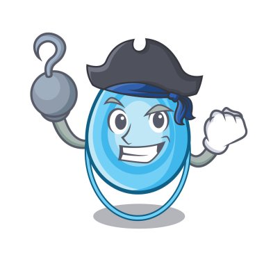 Korsan oksijen maskesi karakter karikatür vektör çizim