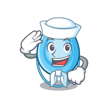 Denizci oksijen maskesi karakter karikatür vektör çizim