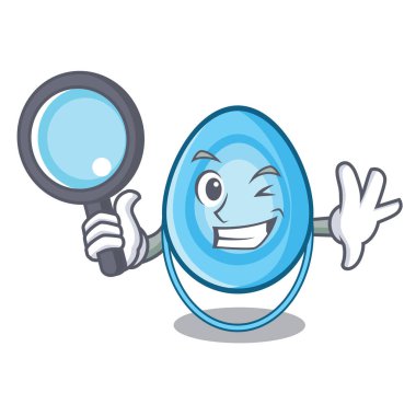 Dedektif oksijen maskesi karakter karikatür vektör çizim