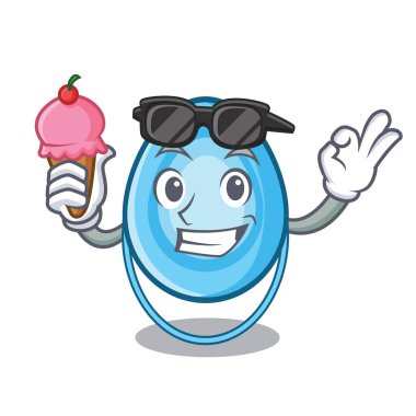 Dondurma oksijen maskesi karakter karikatür vektör çizim ile