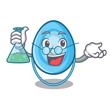 Profesör oksijen maskesi karakter karikatür vektör çizim