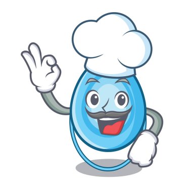 Şef oksijen maskesi karakter karikatür vektör çizim