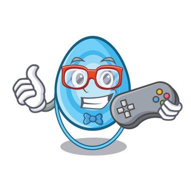 Oyun oksijen maskesi maskot karikatür vektör çizim