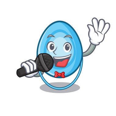 Oksijen maskesi maskot karikatür vektör çizim şarkı