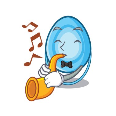 Trompet oksijen maskesi maskot karikatür vektör çizim ile