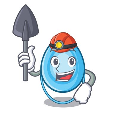 Madenci oksijen maskesi maskot karikatür vektör çizim
