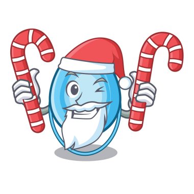 Santa şeker oksijen maskesi maskot karikatür vektör çizim ile