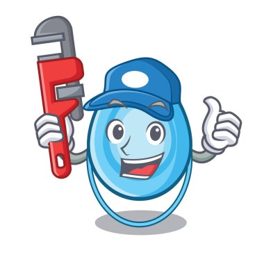 Tesisatçı oksijen maskesi maskot karikatür vektör çizim