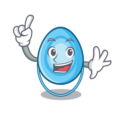 Parmak oksijen maskesi maskot karikatür vektör çizim