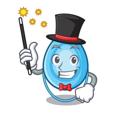 Sihirbaz oksijen maskesi maskot karikatür vektör çizim