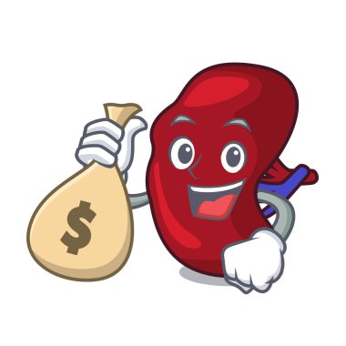 Para çantası dalak karakter karikatür tarzı vektör çizim ile