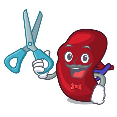 Dalak karakter karikatür tarzı vektör çizim berber