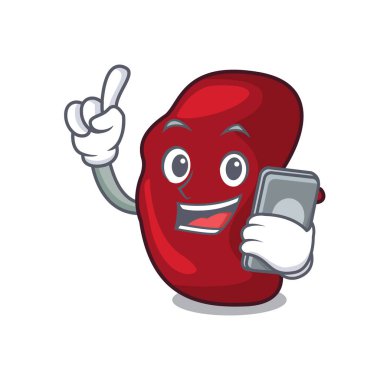 Telefon dalak karakter karikatür tarzı vektör çizim ile