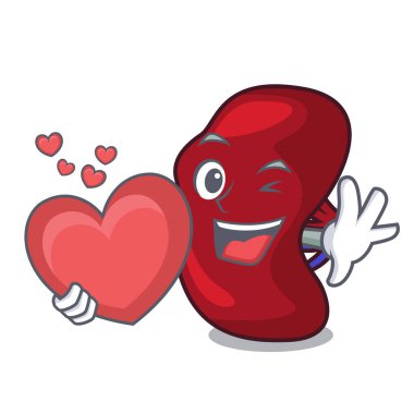 Kalp dalak maskot karikatür tarzı vektör çizim ile