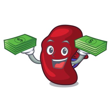 Para çantası dalak maskot karikatür tarzı vektör çizim ile