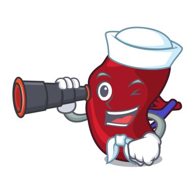 Denizci dürbün dalak maskot karikatür tarzı vektör çizim ile