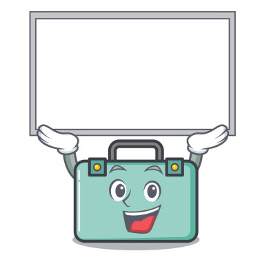 Tahta bavul karakter karikatür tarzı vektör çizim