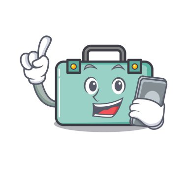 Telefon bavul karakter karikatür tarzı vektör çizim ile