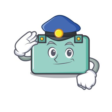 Polis bavul karakter karikatür tarzı vektör çizim