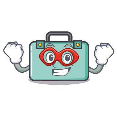 Süper kahraman bavul karakter karikatür tarzı vektör çizim