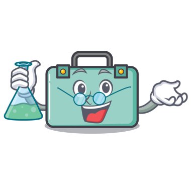 Profesör bavul karakter karikatür tarzı vektör çizim