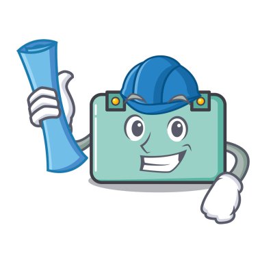 Mimar bavul karakter karikatür tarzı vektör çizim