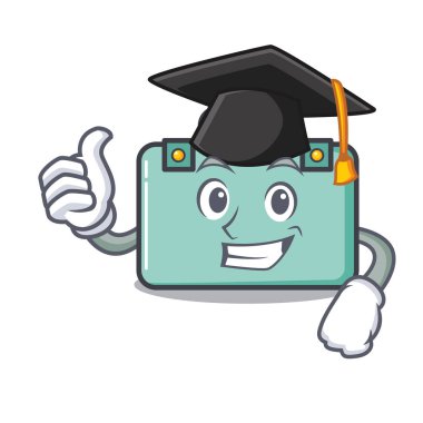 Mezuniyet bavul karakter karikatür tarzı vektör çizim