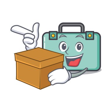 Kutusu bavul karakter karikatür tarzı vektör çizim ile