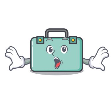 Sürpriz bavul maskot karikatür tarzı vektör çizim