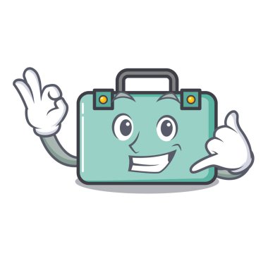 Bana çantayı maskot karikatür tarzı vektör çizim de