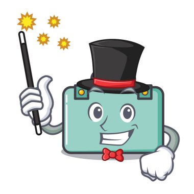 Sihirbaz bavul maskot karikatür tarzı vektör çizim