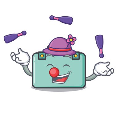 Hokkabazlık bavul maskot karikatür tarzı vektör çizim