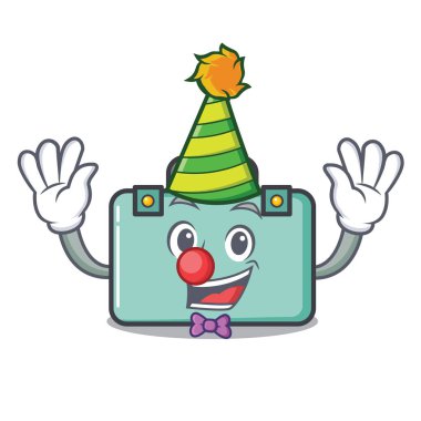 Palyaço bavul maskot karikatür tarzı vektör çizim