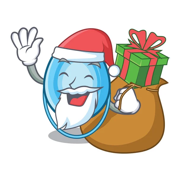 Santa Gift Oxygen Mask Mascot Cartoon Vector Illustration — Stock Vector
