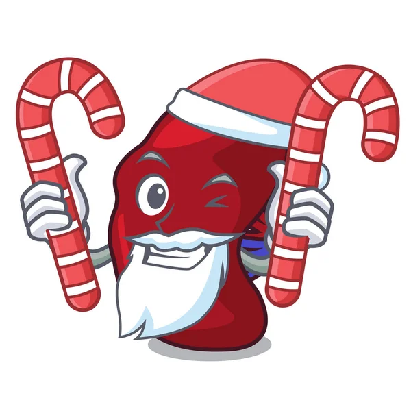 Kerstman Met Snoep Milt Mascotte Cartoon Stijl Vectorillustratie — Stockvector