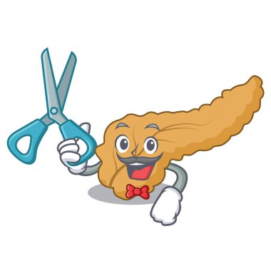 Pankreas karakter karikatür tarzı vektör çizim berber