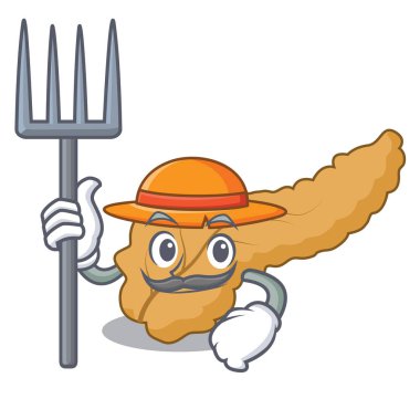 Çiftçi pankreas karakter karikatür tarzı vektör çizim