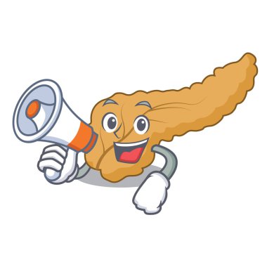 Megafon pankreas karakter karikatür tarzı vektör çizim ile