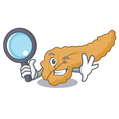Dedektif pankreas karakter karikatür tarzı vektör çizim