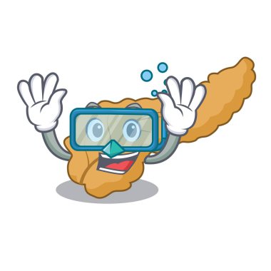 Dalış pankreas karakter karikatür tarzı vektör çizim